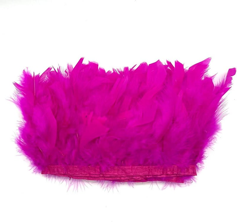 Shekyeon Turkey Feathers Fringe Trim for Party Clothing DIY Sewing Crafts Decoration Pack of 2 Yards (Fuchsia) - Image 5